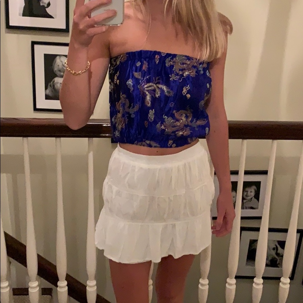 Blue Strapless Crop Top